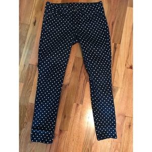J. Crew navy polka dot pants (toothpick fit)